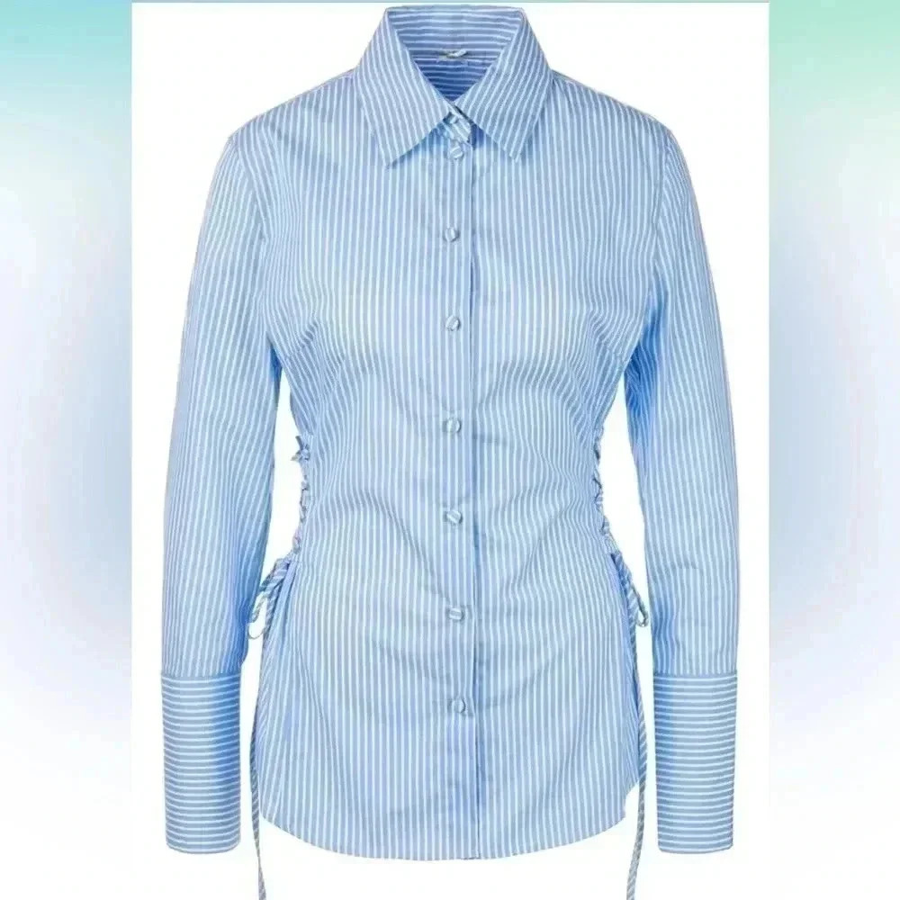 [N1/US4]Marc Cain Collections Women's  Blue Straps Blouse-NWOT